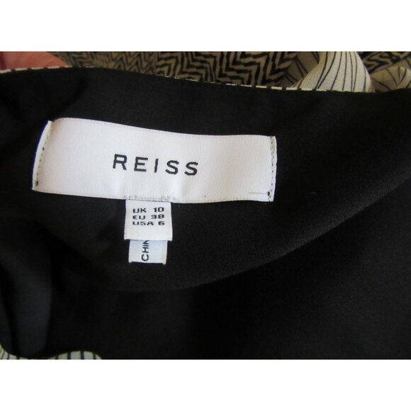 Reiss Hannah Zig Zag Print Tiered Dress, Black/Neutral in size 6 - Picture 9 of 9